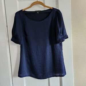 Navy Blue Short Sleeve Blouse Size Xs
